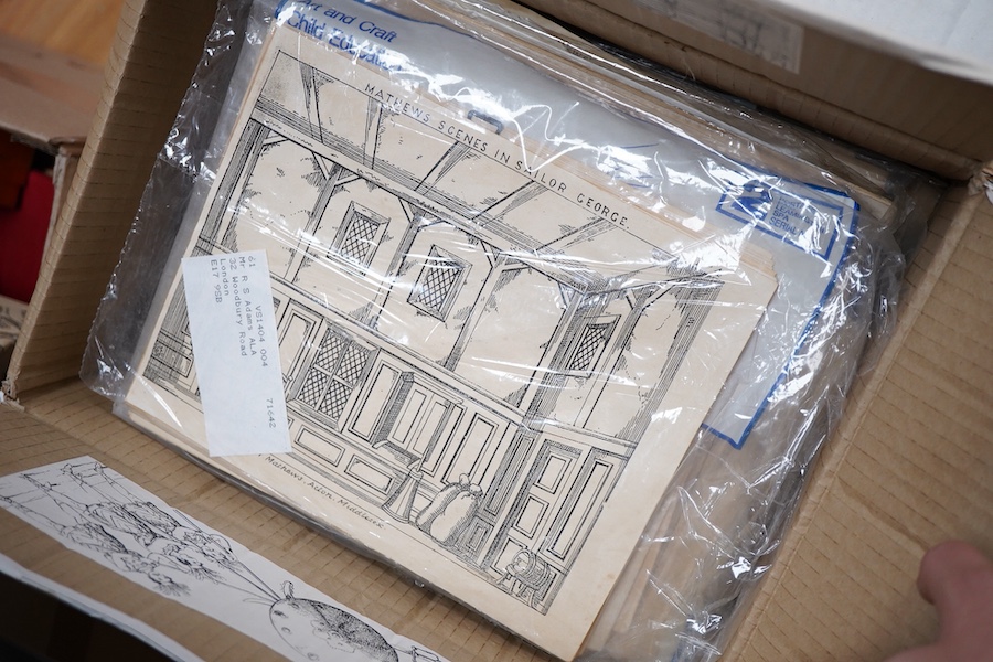 Juvenile Drama: five boxes of toy theatre printed and coloured reproduction character printed back grounds